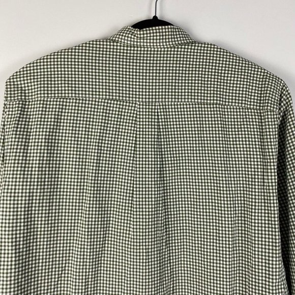Abercrombie & Fitch Button Down Shirt Mens Large Green Plaid Relaxed Fit Logo - Picture 6 of 8